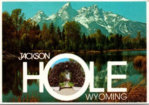 CONTINENTAL SIZE POSTCARD THE ARCH OF ELKHORNS AT JACKSON HOLE WYOMING