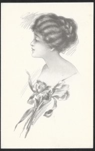 Portrait of Beautiful Lady with Flowers in Front of Her Unused c1910s