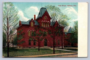 J97/ Ashland Ohio Postcard c1910 High School Building 334