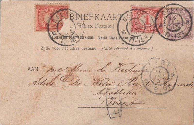 Netherlands Delft Oospoort Vintage Postcard  09.74