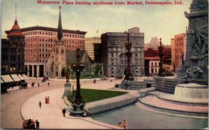 Postcard IN Indianapolis Monument Place looking Northeast from Market C.1910 F2