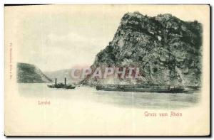 Old Postcard Lorelei Gruss vom Rhein