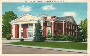 Vintage Postcard 1920's View of Baptist Church Boiling Springs North Carolina NC