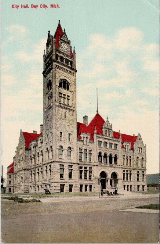 Bay City MI City Hall c1910 Postcard G28