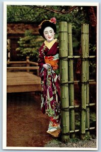 Japan Postcard Geisha Kimono Maiko Fumi Japanese Pretty Woman c1910's Antique