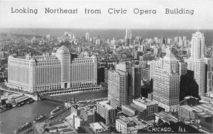 Aerial Chicago Illinois Civic Opera Building RPPC Postcard Groganized 20-2618