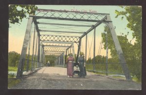 DODGE CITY KANSAS WAGON AND FOOT BRIDGE VINTAGE POSTCARD 1916 HOOKER OK