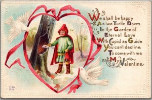 1910s VALENTINE'S DAY Postcard We Shall be Happy as Two Turtle Doves NASH V-59