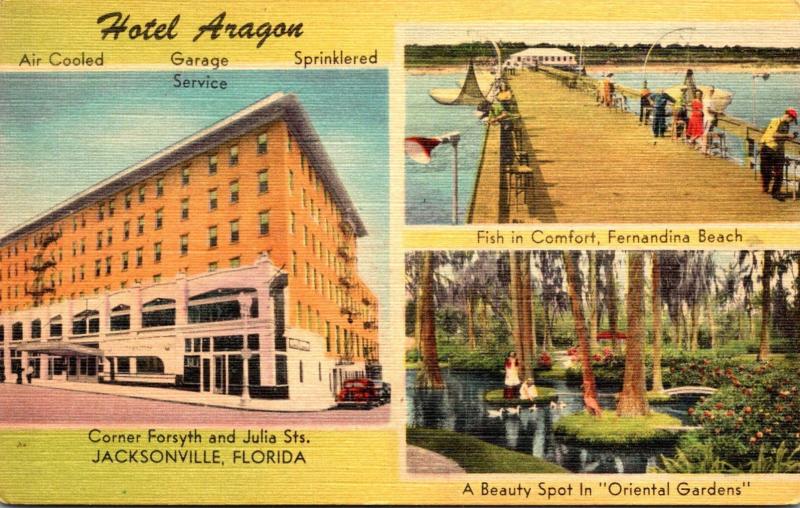 Florida Jacksonville Hotel Aragon Showing Oriental Gardens & Fishing At Ferna...