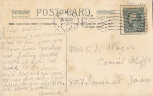 Beautiful moonlit house snow John Winsch c1913 christmas postcard ac152