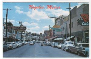 Avenida Obregon Cars Nogales Mexico 1965c postcard