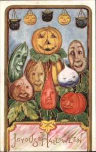 Halloween Vegetable People Fantasy Embossed c1910 Postcard EXC COND