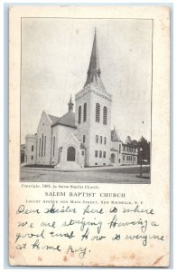 1917 Salem Baptist Church Exterior Roadside Scene New Rochelle New York Postcard