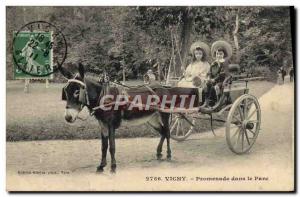 Old Postcard Donkey Mule Vichy Walk in the park