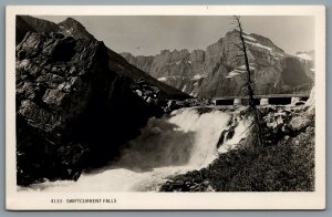 Postcard RPPC c1950s Swiftcurrent Falls MT Waterfall Glacier National Park