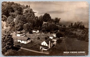 Postcard RPPC c1953 Harlowe Ontario Aerail View Hills Viking Lodge Frontenac Co.