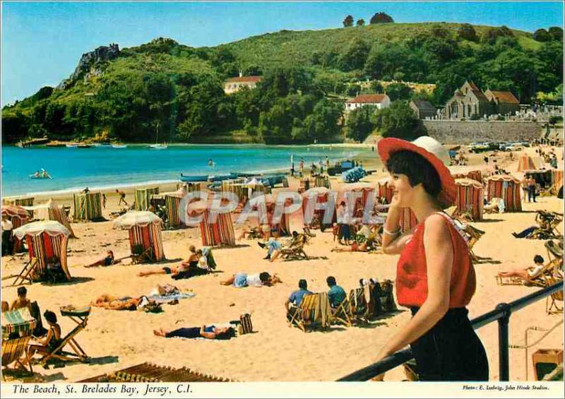 Modern Postcard The Beach St Brelades Bay Jersey CI