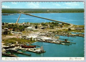 Fishing Pier, Eastern Tip Of Biloxi, Mississippi, Chrome Aerial View Postcard