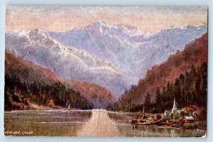 Ulvik Vestland Norway Postcard River Mountain View c1910 Oilette Tuck Art