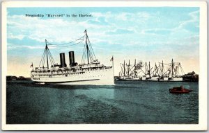 Steamship Harvard In The Harbor Passenger Ship Postcard