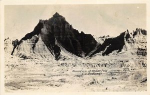 Badlands South Dakota c1932 RPPC Real Photo Postcard Guardian Of Cedar Pass