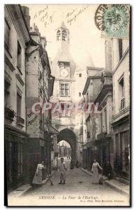 Old Postcard Amboise Tower From & # 39Horloge