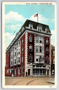 1930's Hotel Colonial Hagerstown Maryland MD Front Building Posted Postcard