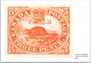 VINTAGE CONTINENTAL SIZE POSTCARD 3 CENTS BEAVER STAMP ON MAXIMUM CARD CANADA