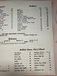 Vintage 1951 KRAMER'S Restaurant Menu PITTSBURGH Pennsylvania