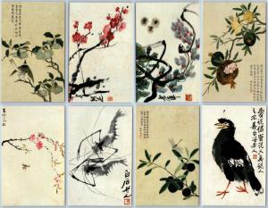 Chinese ART Bird & Flowers 花卉 鸟儿 齊白石 CHINA Post Cards in Folder LOT of 10 pcs