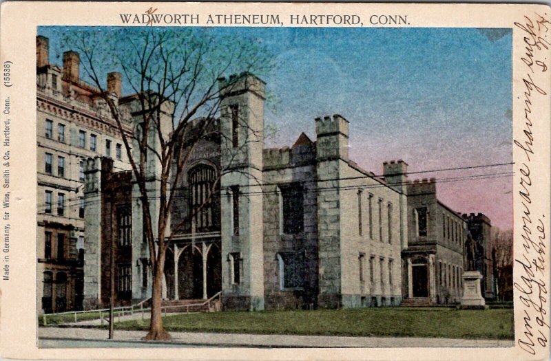 Hartford CT Wadworth Atheneum 1906 Metallic Finish Postcard Z30