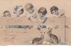 M.M. VIENNE : 5 kids & 2 rabbits , 1902