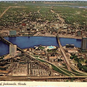 c1970s Jacksonville, FL Aerial Downtown St Johns River Interstate 4x6 PC Vtg M15