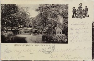 Public Gardens Halifax NS Nova Scotia Patriotic Mari Merces Postcard H15 *as is