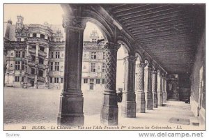 BLOIS, Le Chateau, Vue sur l'Aile Francois Ier a travers les Colonnades, Loir...