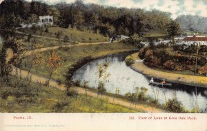 PEORIA ILLINOIS~VIEW OF LAKE AT GLEN OAK PARK~1900s POSTCARD