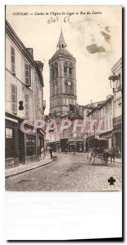 Old Postcard Cagnac steeple of the Church of St. Liger Canton Street