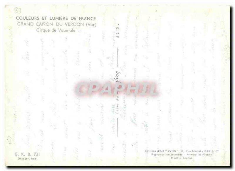 Postcard Moderne Grand Canon Du Verdon Var