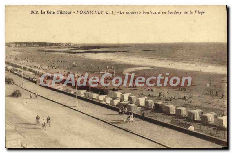 Postcard Old New Pornichet Boulevard edging the Beach