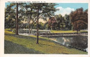 West Virginia WV Postcard c1910 WHEELING The Lake at Wheeling Park Bridge