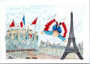 Postcard France Eiffel Tower Centenary Jean-Luc Perrigault art soldiers