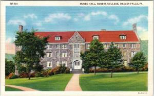 BEAVER FALLS, PA Pennsylvania  McGEE HALL Geneva COLLEGE      c1930s   Postcard