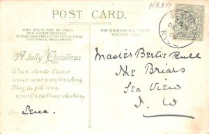 Hold To Light Santa Claus 1908 minor corner wear, postal used dec 24th 1908