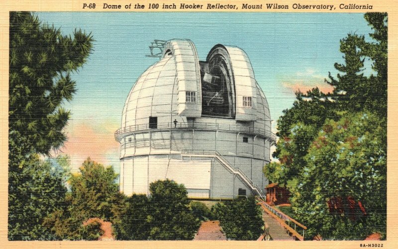 Vintage Postcard Dome Of 100 Inch Hooker Reflector Mount Wilson Observatory CA