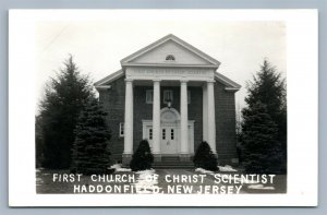 HADDONFIELD NJ FIRST CHURCH OF CHRIST SCIENTIST VINTAGE REAL PHOTO POSTCARD RPPC