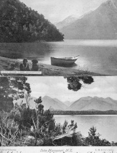 Fairy Cove Boat Lake Manapouri New Zealand 2x Antique Postcard s