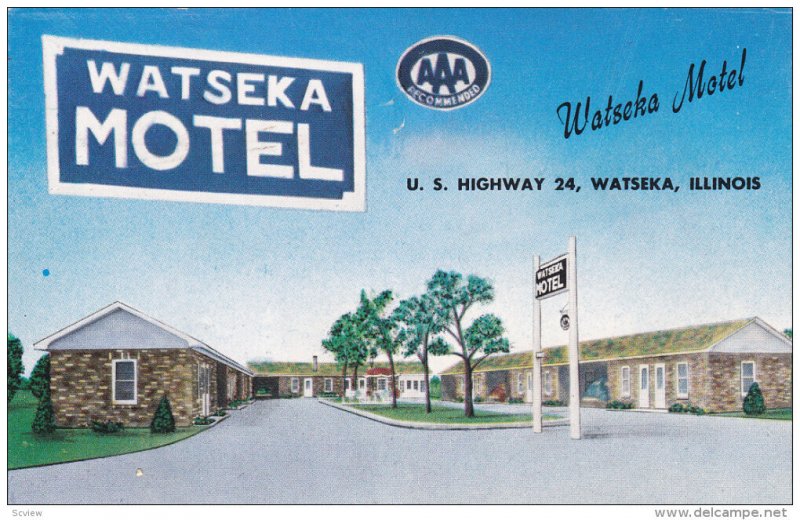 WATSEKA, Illinois, 1940-1960's; Watseka Motel, U.S. Highway 24