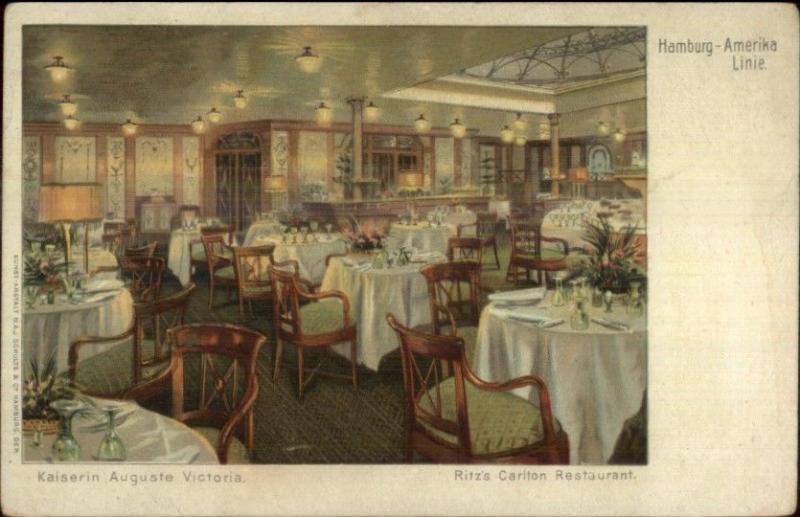 HAPAG Hamburg Amerika Line Steamship Kaiserin Augusta Victoria Restaurant