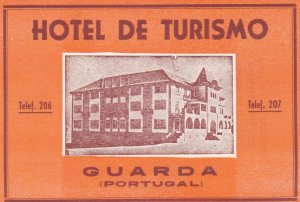 Portugal Guarda Hotel De Turismo Vintage Luggage Label sk3378