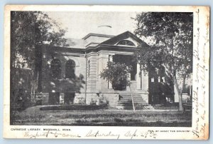 Marshall Minnesota MN Postcard Carnegie Library Exterior Building c1900 Vintage